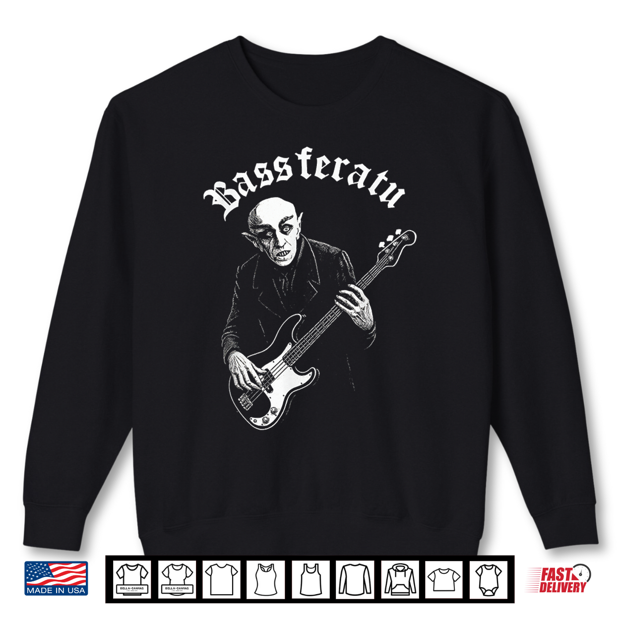 Bassferatu Gothic Horror Bass Guitar Player Halloween Parody Shirt Bassferatu Gothic Horror Bass Guitar Player Halloween Parody Shirt