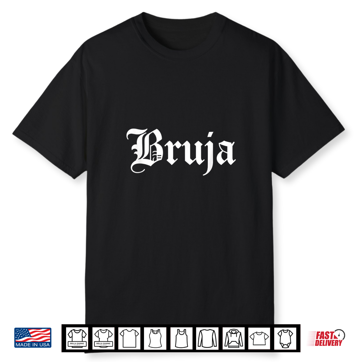 Bruja Gothic Script Latino Halloween Women Spooky Witch Shirt Bruja Gothic Script Latino Halloween Women Spooky Witch Shirt