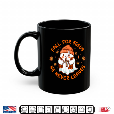 Mug Fall For Jesus He Never Leaves Cute Ghost Retro Halloween Shirt