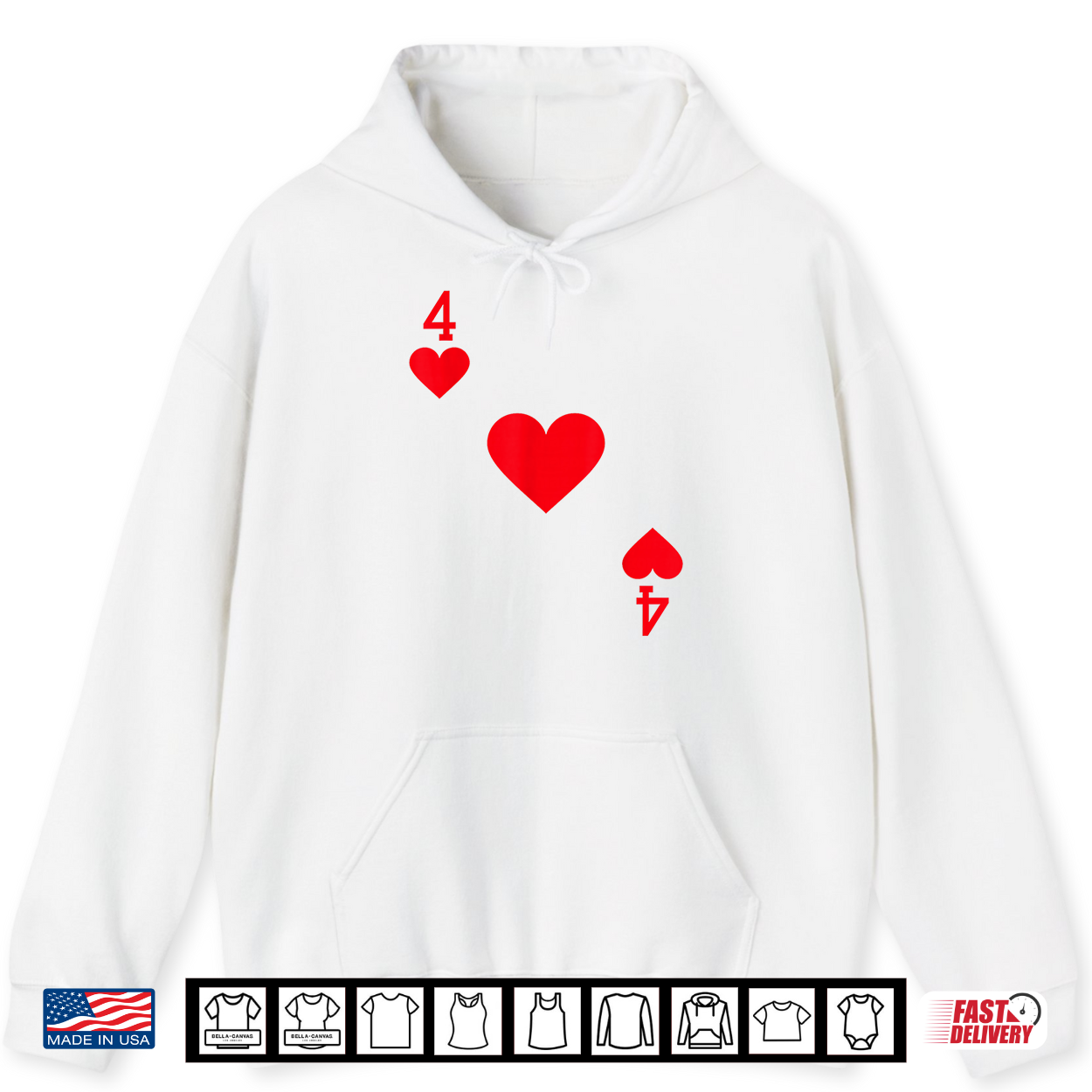 Four Of Hearts Costume Halloween Deck Of Cards Shirt