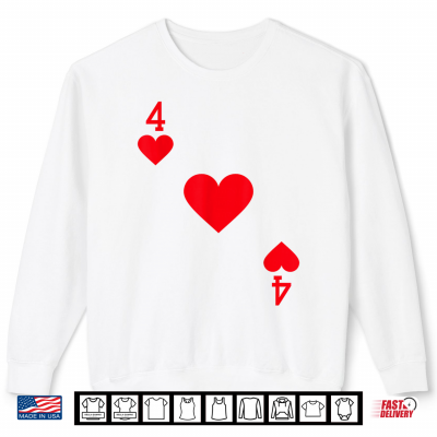Sweatshirt Four Of Hearts Costume Halloween Deck Of Cards Shirt