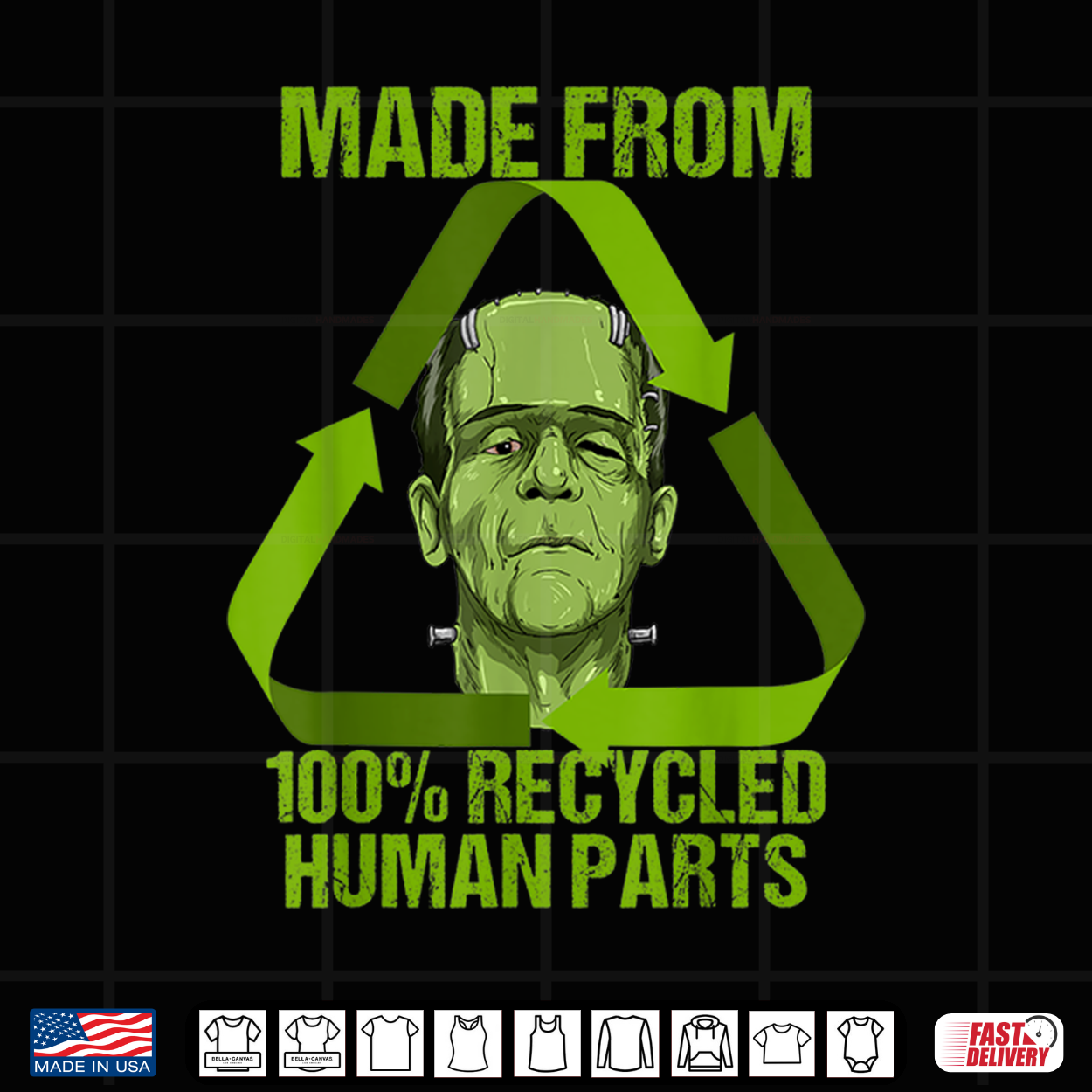 Frankenstein Made From 100 Recycled Human Parts Halloween Shirt