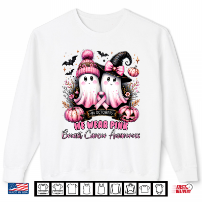 In October We Wear Pink Ghost Witch Breast Cancer Awareness Shirt 2 Sweatshirt In October We Wear Pink Ghost Witch Breast Cancer Awareness Shirt