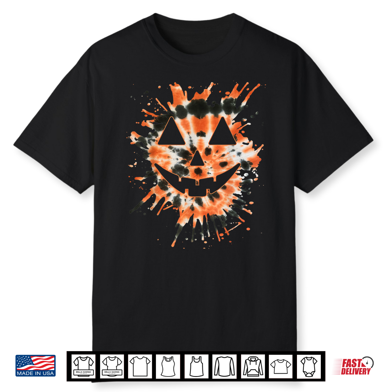 Orange Tie Dye Jack O Lantern Face Hippie Halloween Shirt Orange Tie Dye Jack O Lantern Face Hippie Halloween Shirt