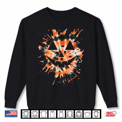 Orange Tie Dye Jack O Lantern Face Hippie Halloween Shirt 2 Sweatshirt Orange Tie Dye Jack O Lantern Face Hippie Halloween Shirt