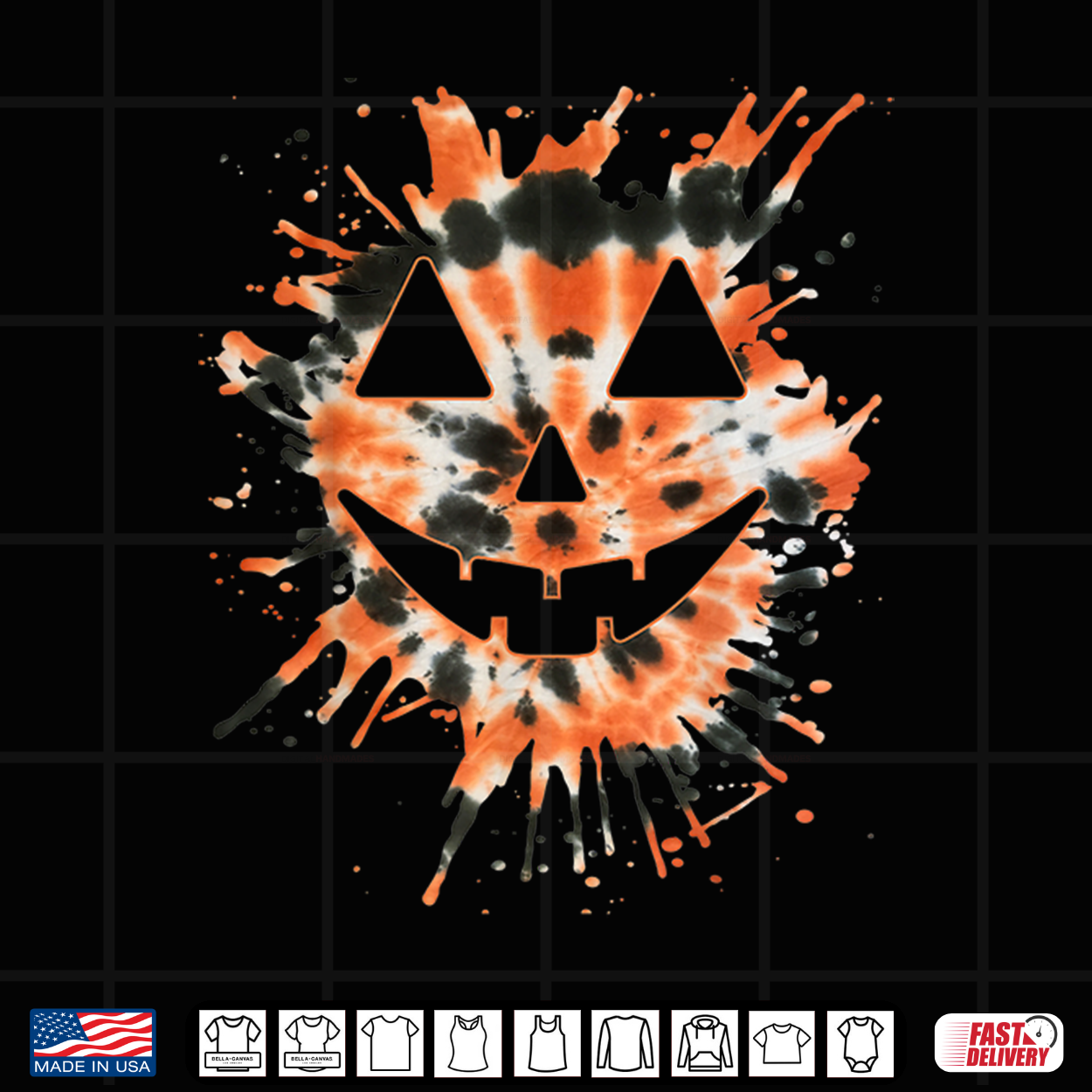 Orange Tie Dye Jack O Lantern Face Hippie Halloween Shirt Orange Tie Dye Jack O Lantern Face Hippie Halloween Shirt