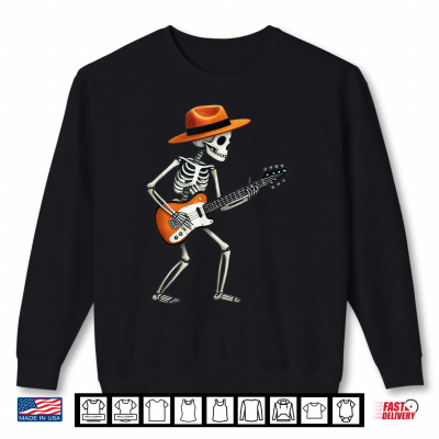 Skeleton Playing Electric Guitar Rock Halloween Shirt 2 Sweatshirt Skeleton Playing Electric Guitar Rock Halloween Shirt