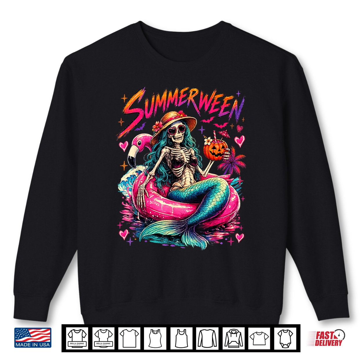 Summerween Skeleton Mermaid Spooky Halloween Shirt Summerween Skeleton Mermaid Spooky Halloween Shirt