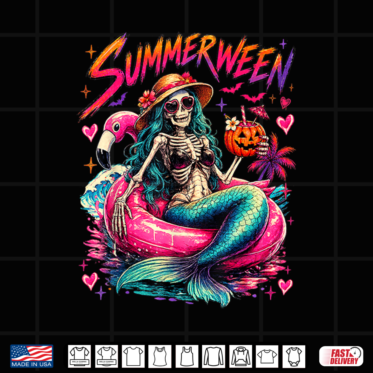 Summerween Skeleton Mermaid Spooky Halloween Shirt Summerween Skeleton Mermaid Spooky Halloween Shirt