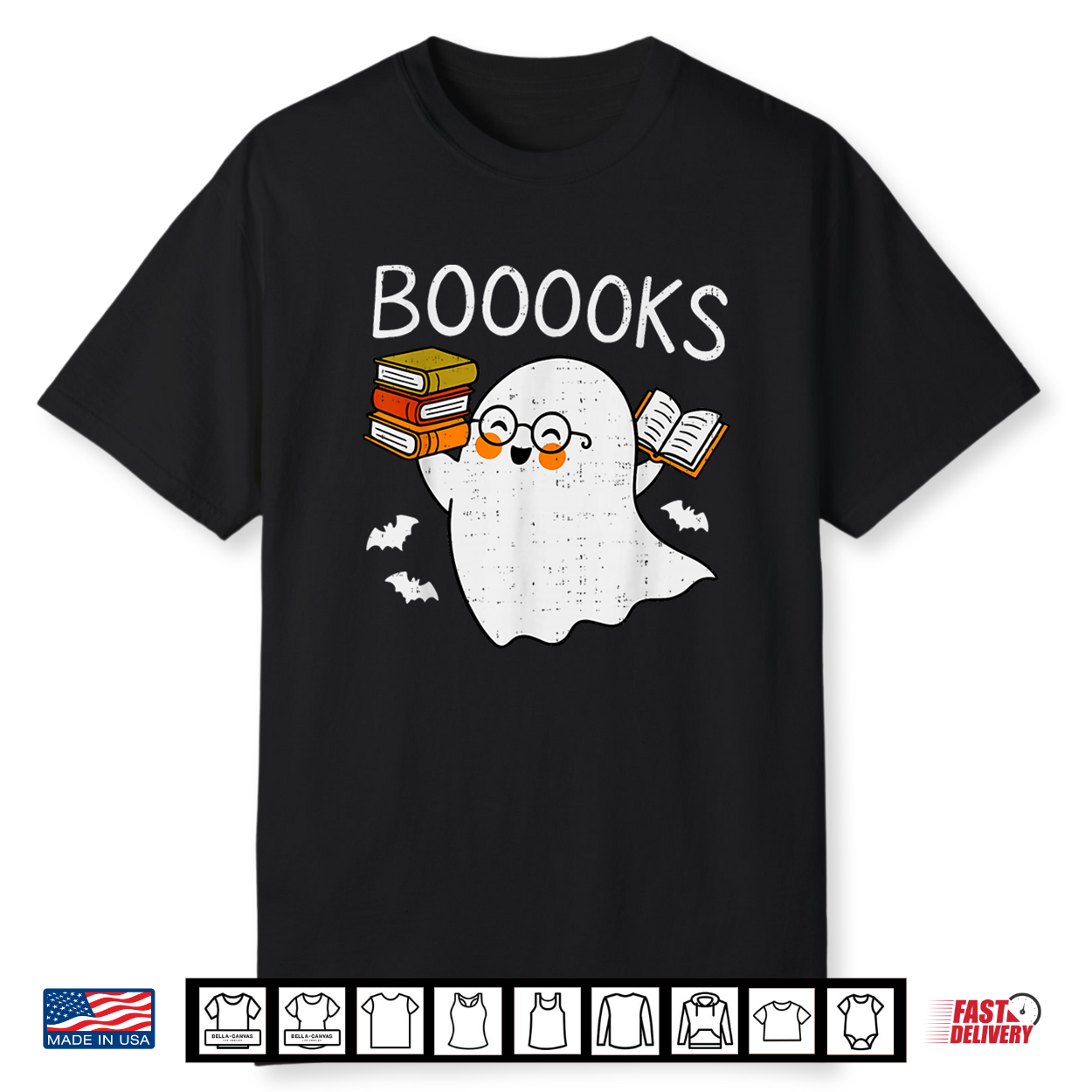 Booooks Ghost Reading Halloween Library Librarian Teacher Shirt Booooks Ghost Reading Halloween Library Librarian Teacher Shirt