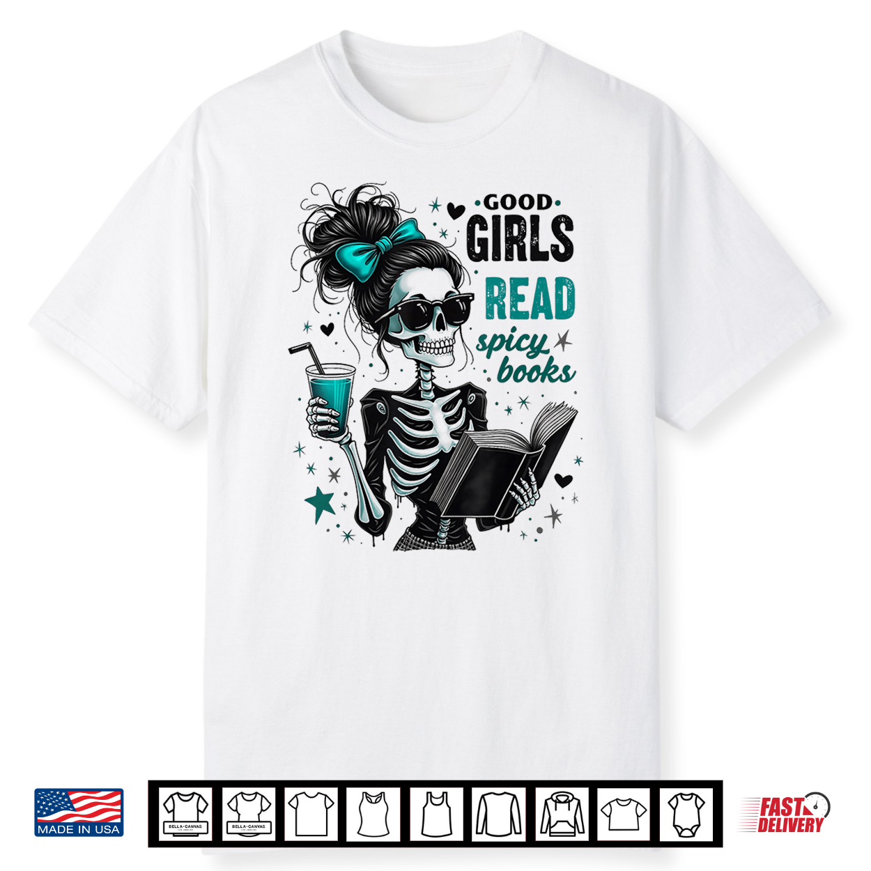 Creepy Good Girls Read Spicy Books Gothic Skeleton Halloween Shirt Creepy Good Girls Read Spicy Books Gothic Skeleton Halloween Shirt