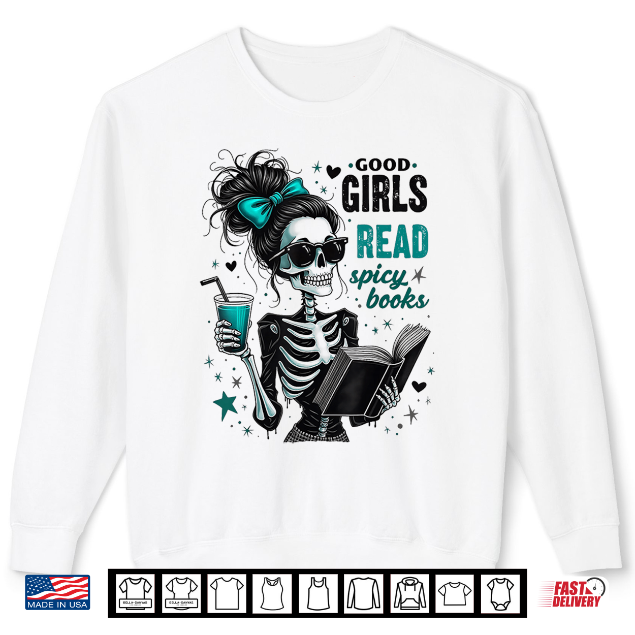 Creepy Good Girls Read Spicy Books Gothic Skeleton Halloween Shirt Creepy Good Girls Read Spicy Books Gothic Skeleton Halloween Shirt