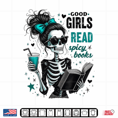Creepy Good Girls Read Spicy Books Gothic Skeleton Halloween Shirt 4 Design Creepy Good Girls Read Spicy Books Gothic Skeleton Halloween Shirt