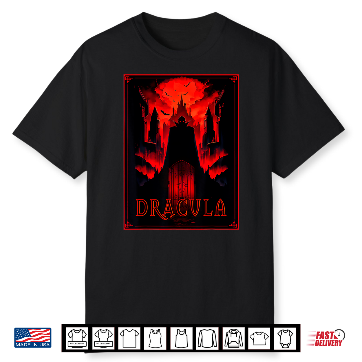 Dracula Gothic Horror Vampire Art  Halloween Vampire Fans Shirt