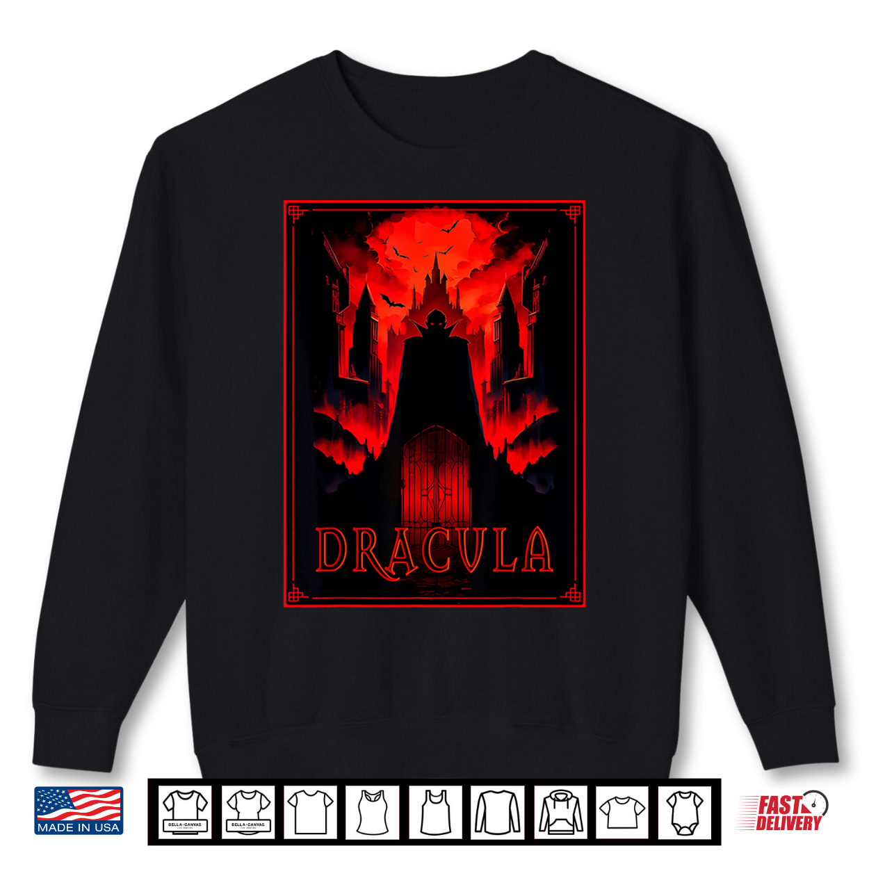 Dracula Gothic Horror Vampire Art  Halloween Vampire Fans Shirt