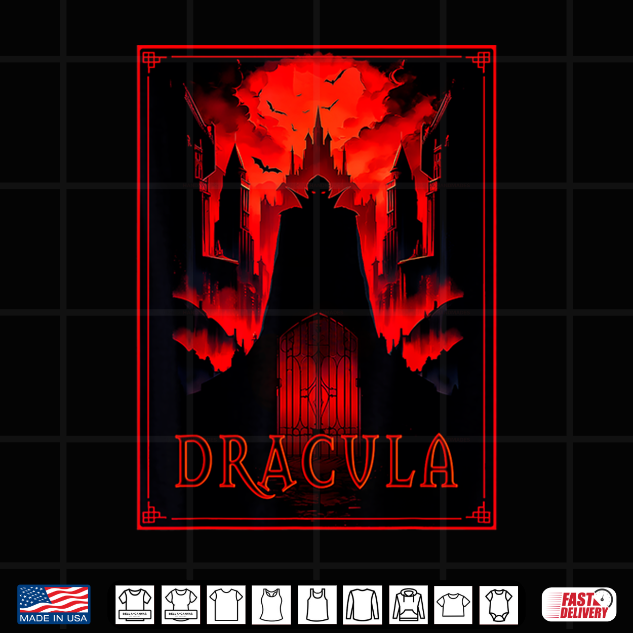 Dracula Gothic Horror Vampire Art  Halloween Vampire Fans Shirt
