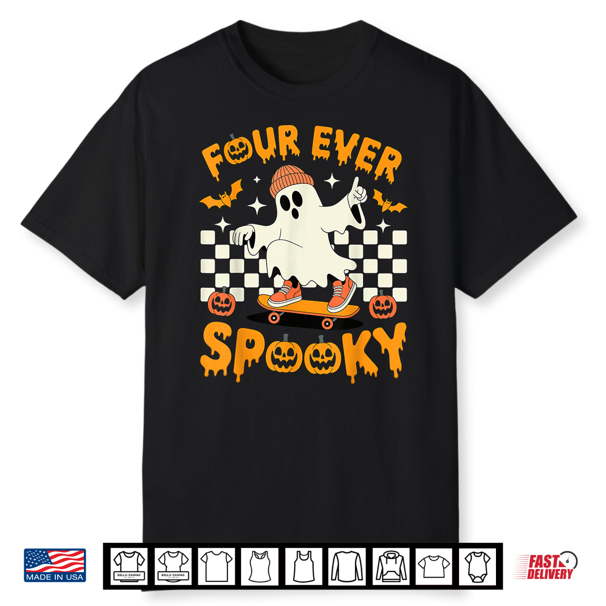 Four Ever Spooky Boys Halloween 4Th Birthday Party Costume Shirt