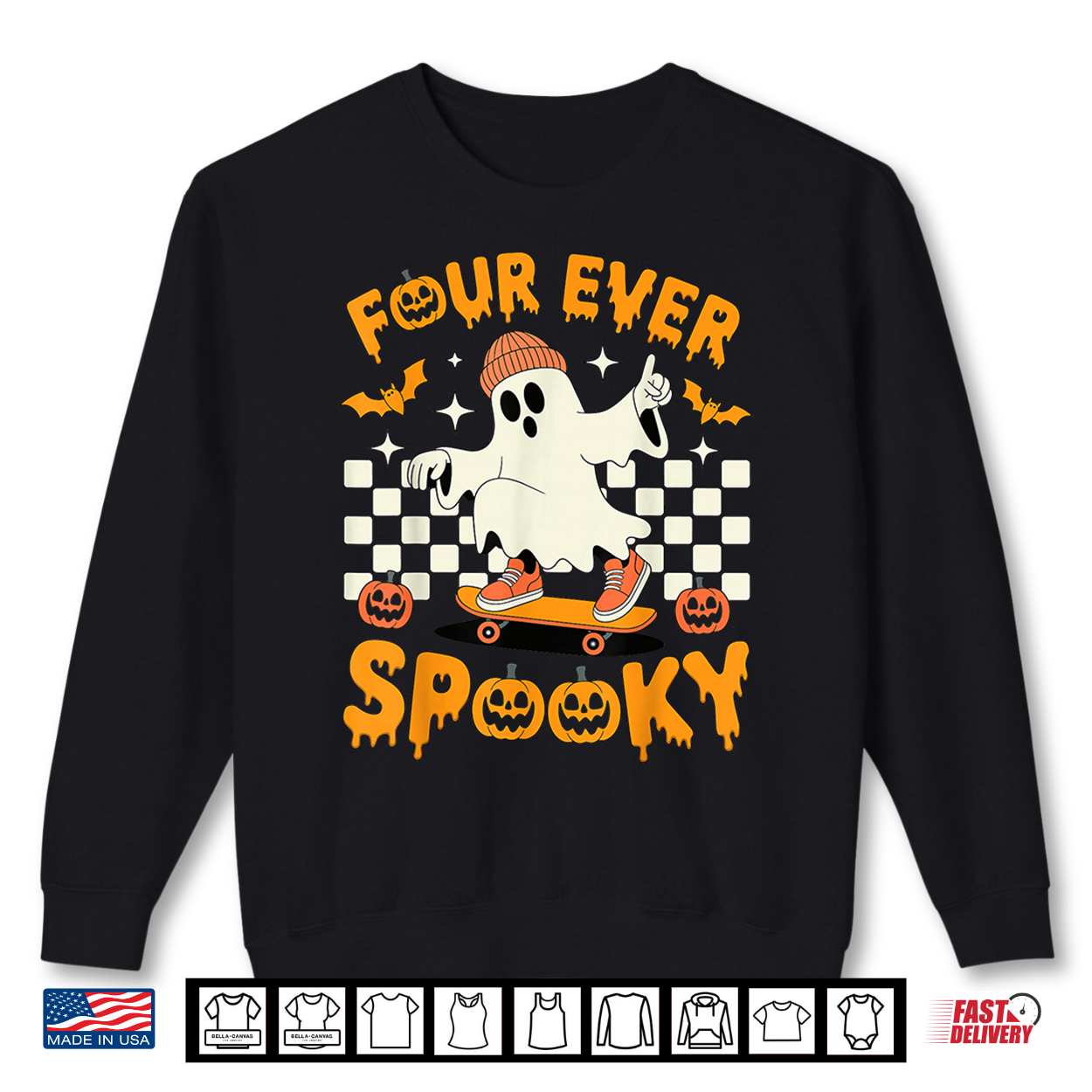 Four Ever Spooky Boys Halloween 4Th Birthday Party Costume Shirt