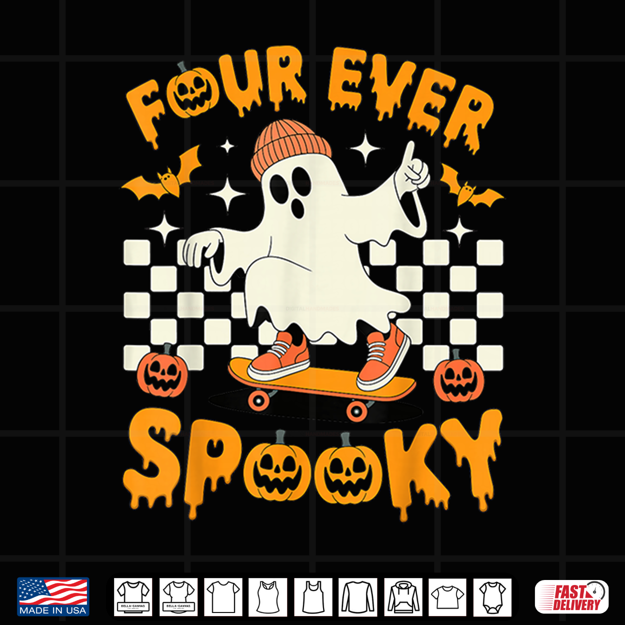 Four Ever Spooky Boys Halloween 4Th Birthday Party Costume Shirt