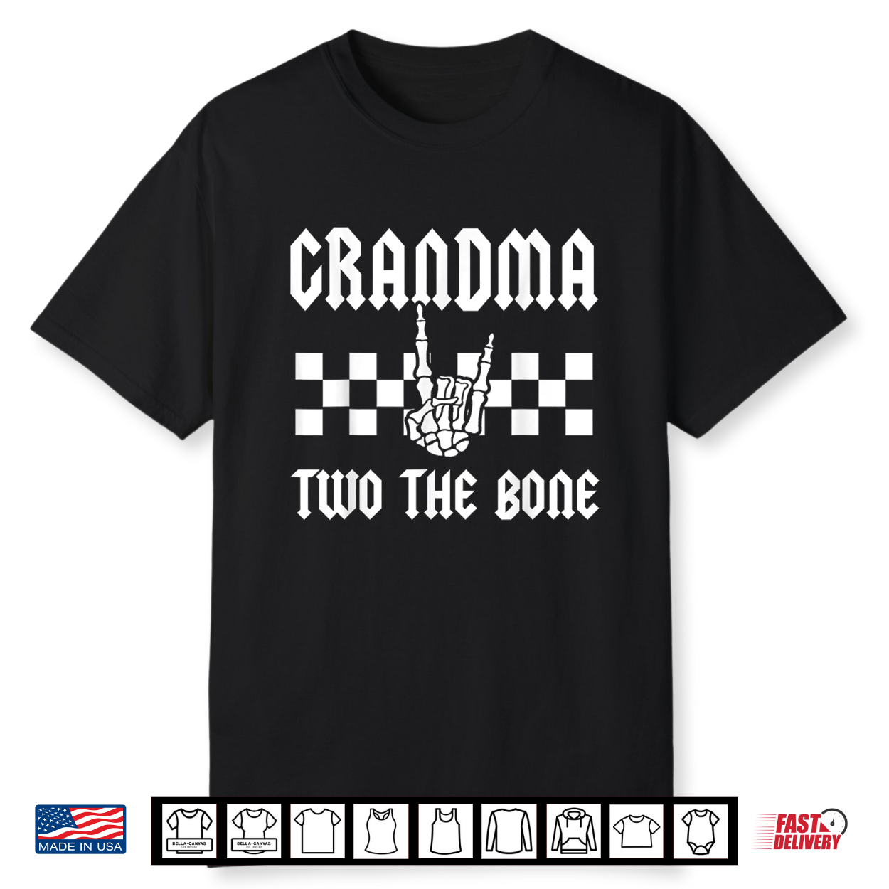 Grandma Two The Bone Skeleton Hand 2Nd Birthday Boy Girl Shirt