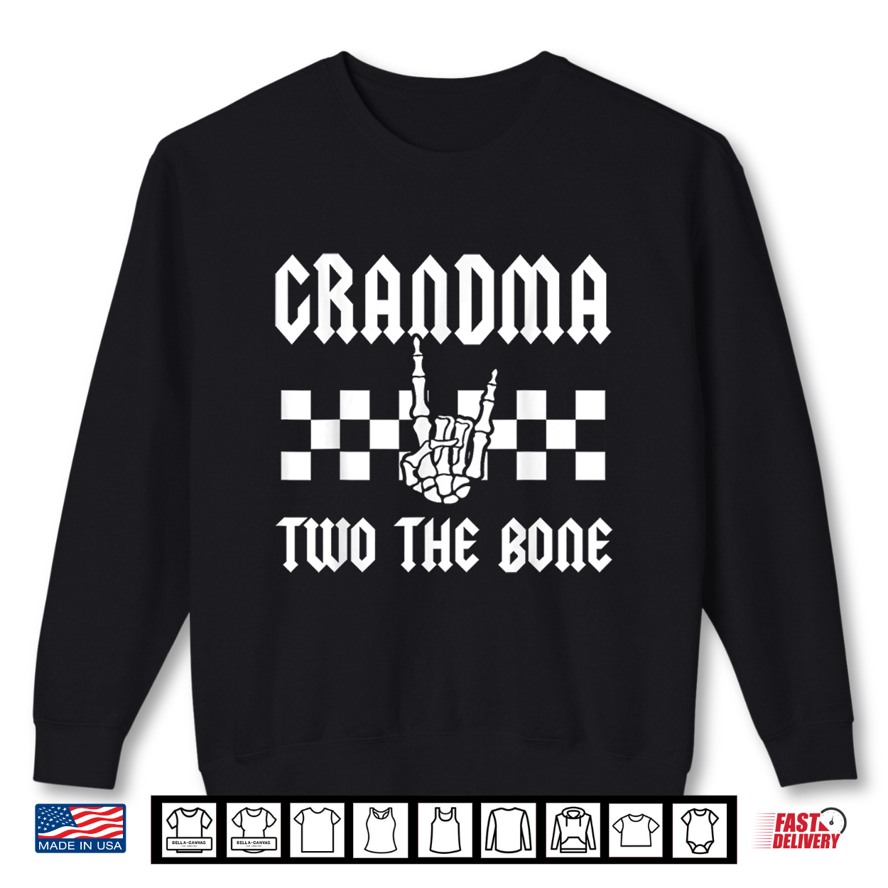 Grandma Two The Bone Skeleton Hand 2Nd Birthday Boy Girl Shirt