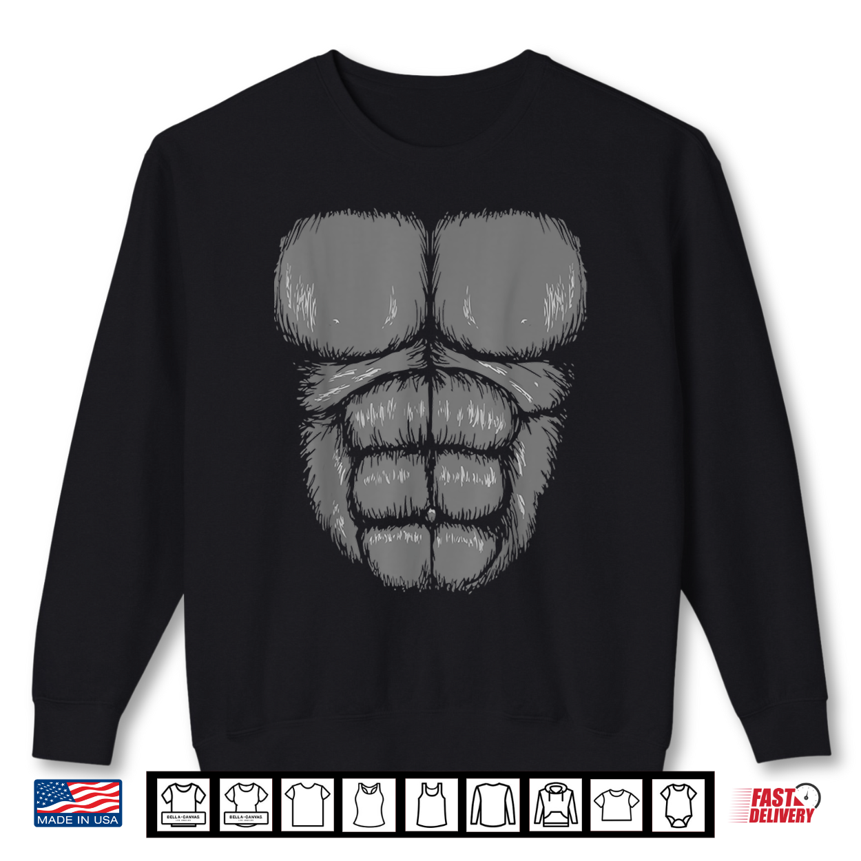 Halloween Funny Gorilla Monkey Belly Chest Costume Shirt Shirt