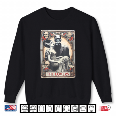 Sweatshirt Retro Halloween Frankenstein Lovers Tarot Card Halloween Shirt
