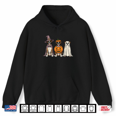 Hoodie Spooky Ghost Boxer Dog Lover Pumpkin Halloween Shirt