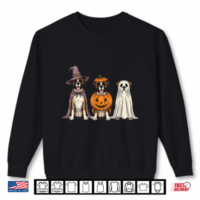 Sweatshirt Spooky Ghost Boxer Dog Lover Pumpkin Halloween Shirt