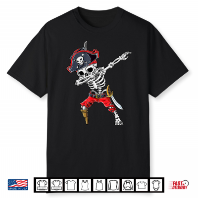 Dabbing Skeleton Pirate T Shirt Halloween Kids Jolly Roger Shirt