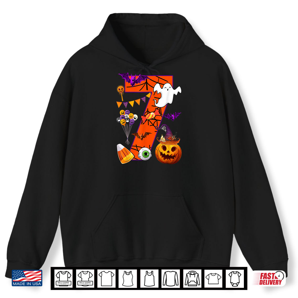 Cute 7 Years Old 7Th Birthday Ghost Happy Halloween Day Kids Shirt Cute 7 Years Old 7Th Birthday Ghost Happy Halloween Day Kids Shirt