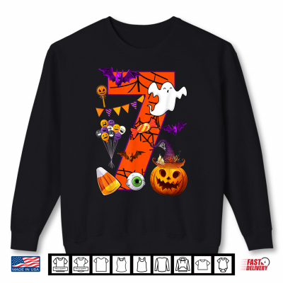 Cute 7 Years Old 7Th Birthday Ghost Happy Halloween Day Kids Shirt 2 Sweatshirt Cute 7 Years Old 7th Birthday Ghost Happy Halloween Day Kids Shirt