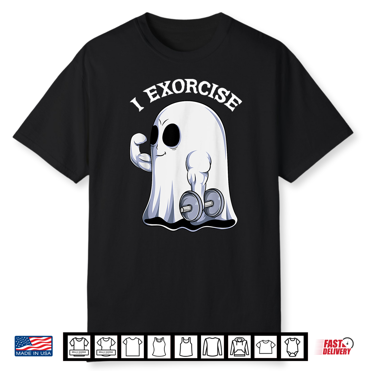 Ghost I Exorcise Funny Gym Exercise Workout Spooky Halloween Shirt