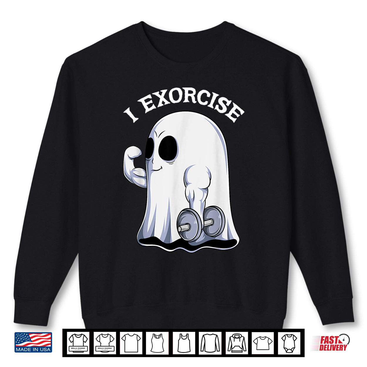 Ghost I Exorcise Funny Gym Exercise Workout Spooky Halloween Shirt