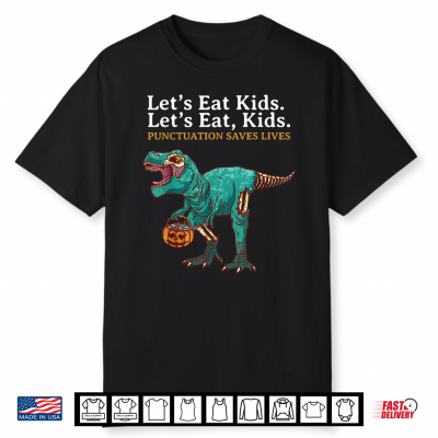 Lets Eat Kids Dinosaur Zombie Trick Treat Dinosaur English Shirt