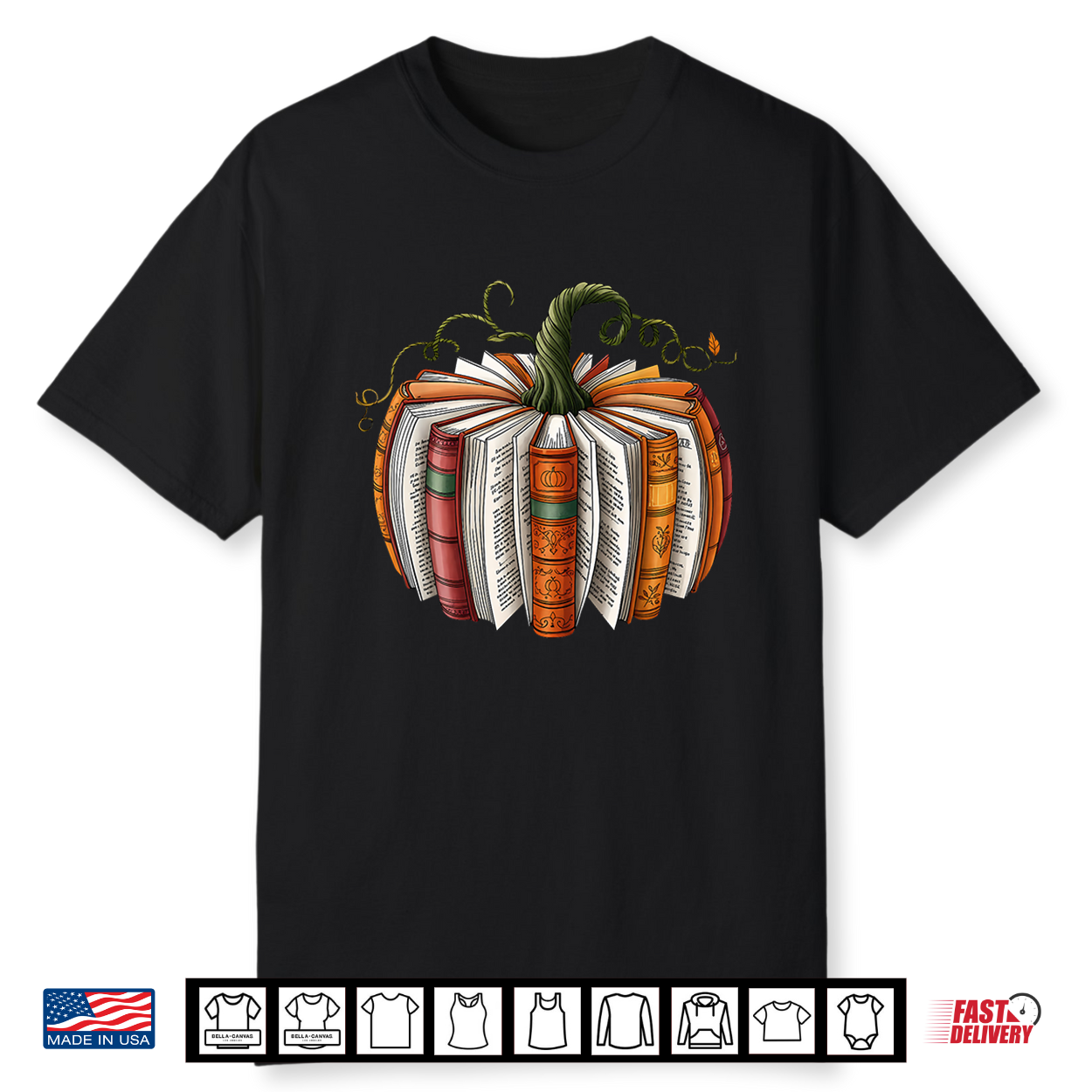 Retro Funny Fall Book Pumpkin Witch Bookworms Librarians Shirt
