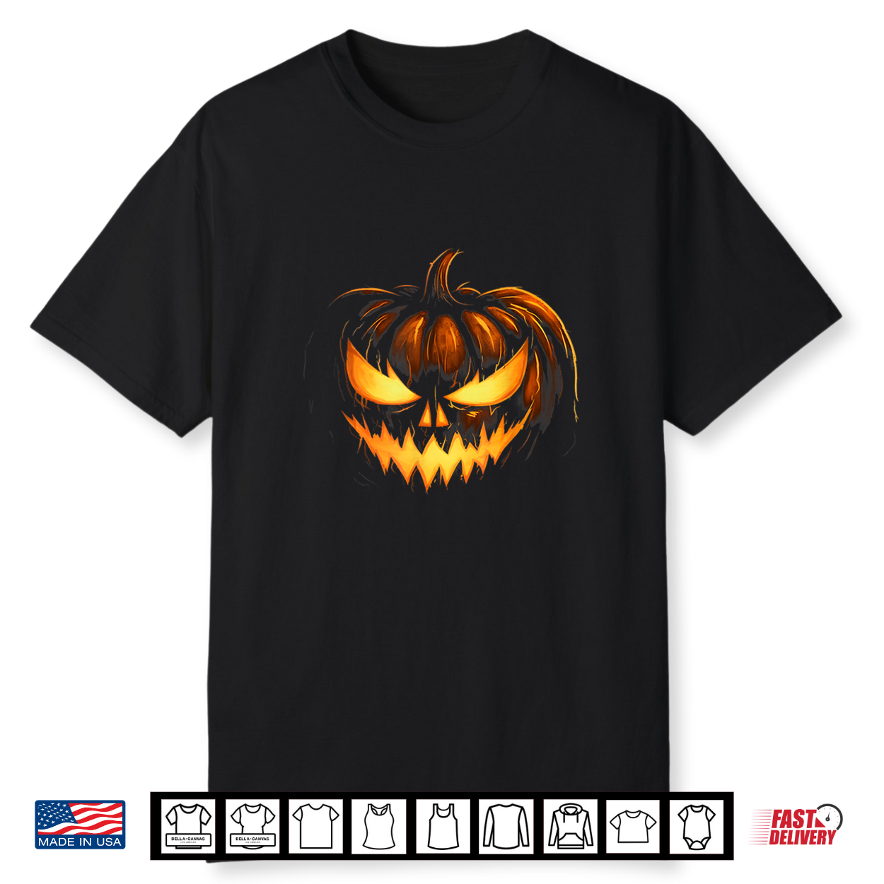 Scary Carved Pumpkin Face Jack O Lantern Halloween Costume Shirt