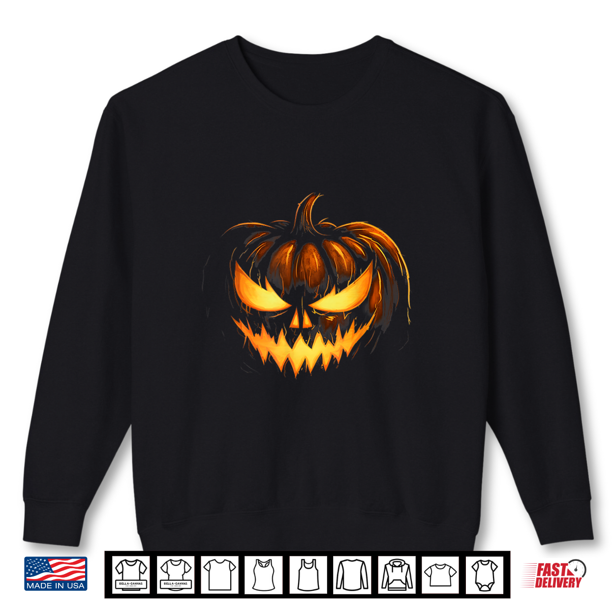Scary Carved Pumpkin Face Jack O Lantern Halloween Costume Shirt