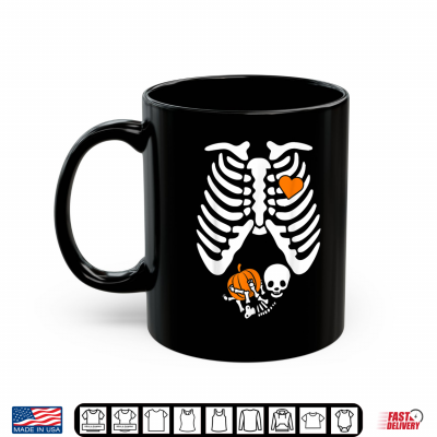 Mug Women Skeleton Shirts Pregnancy Announcement Mom Halloween Shirt