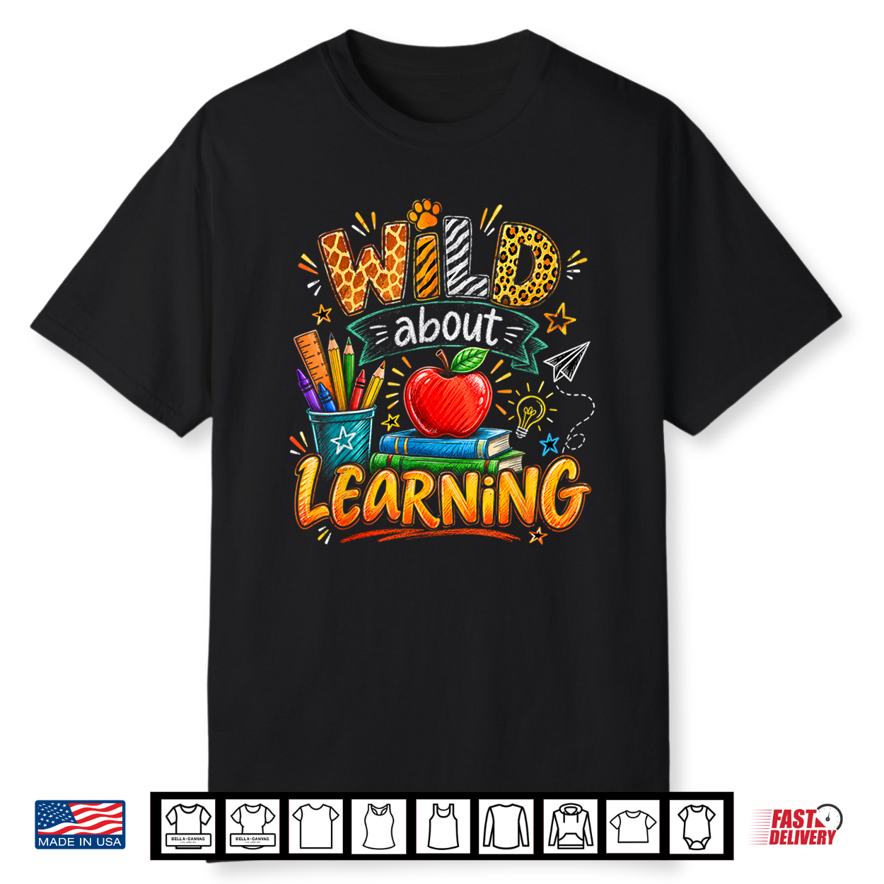 Wild About Learning Back To School Leopard Teacher Student Shirt