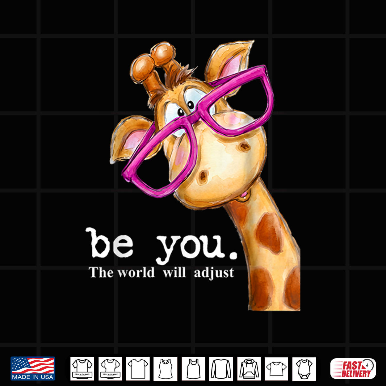 Be You The World Will Adjust Cute Giraffe With Glasses Shirt Be You The World Will Adjust Cute Giraffe With Glasses Shirt