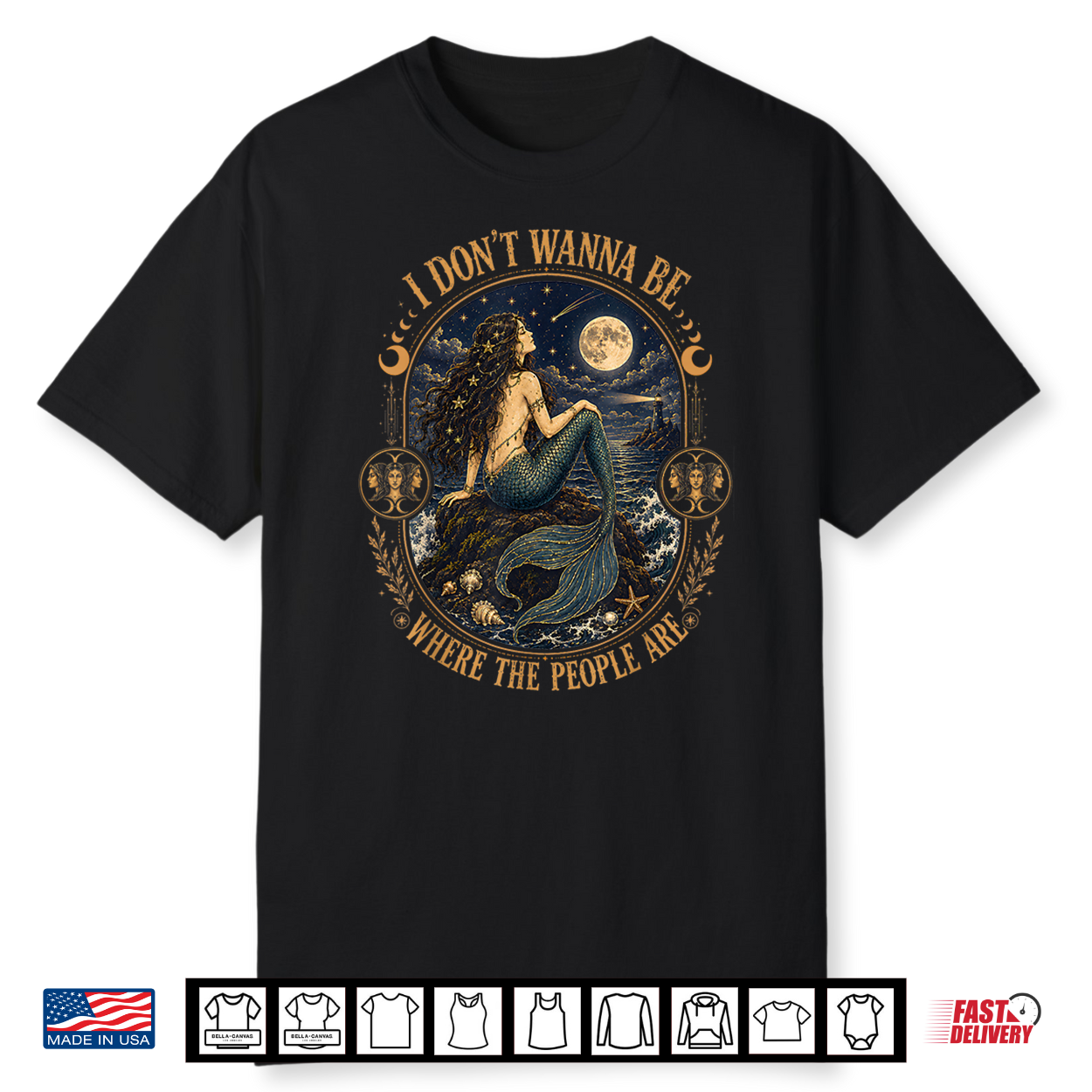 I Don’T Wanna Be Where The People Are Gothic Mermaid Shirt