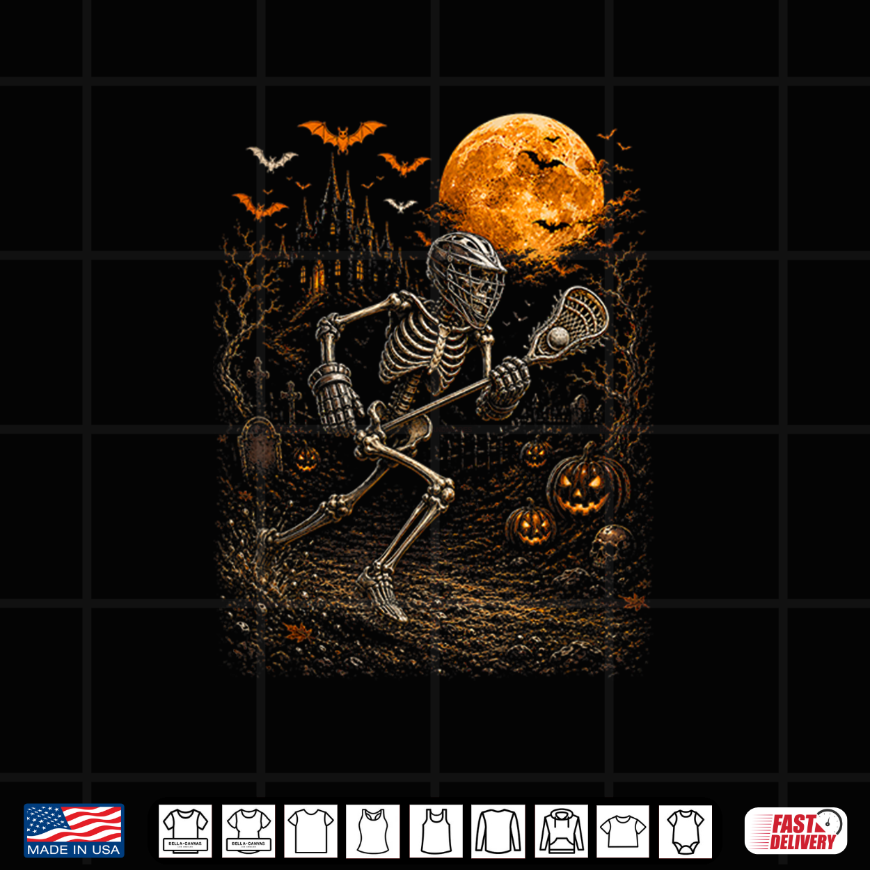 Halloween Playing Lacrosse Costume Player Horror Skeleton Shirt Halloween Playing Lacrosse Costume Player Horror Skeleton Shirt