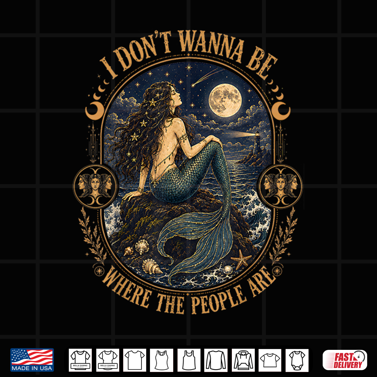 I Don’T Wanna Be Where The People Are Gothic Mermaid Shirt