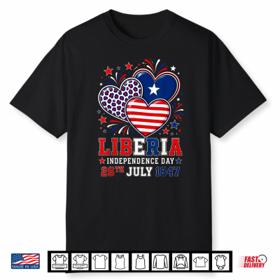 Liberia Independence Day 1847 Patriotic Heart Liberian Flag Shirt
