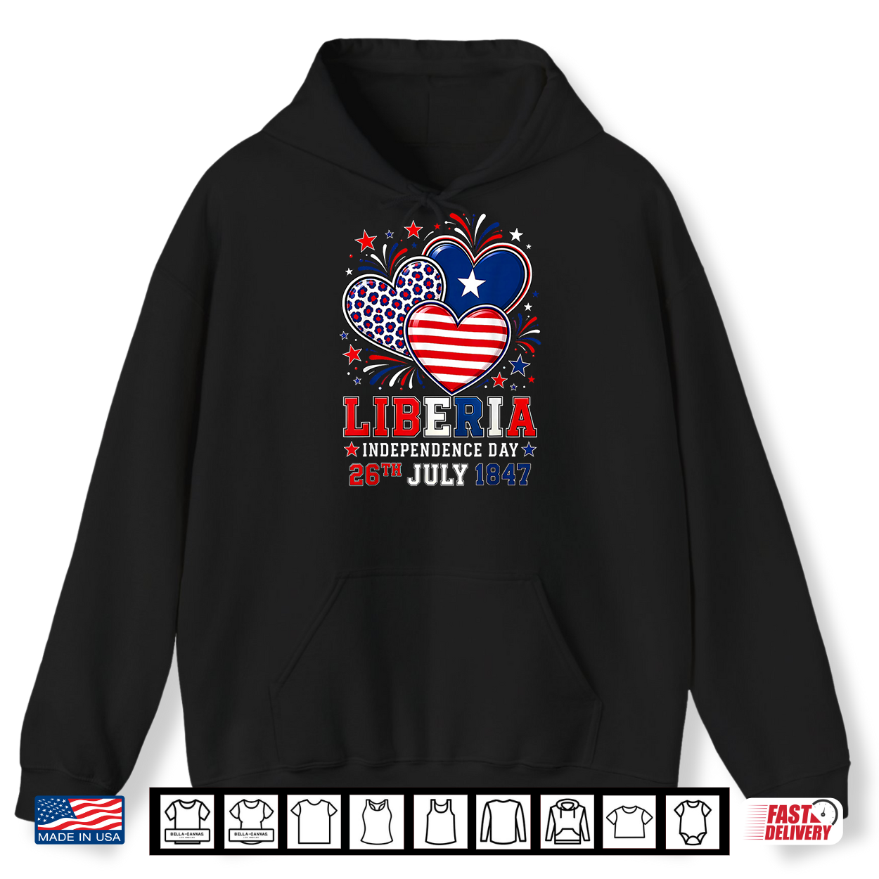 Liberia Independence Day 1847 Patriotic Heart Liberian Flag Shirt