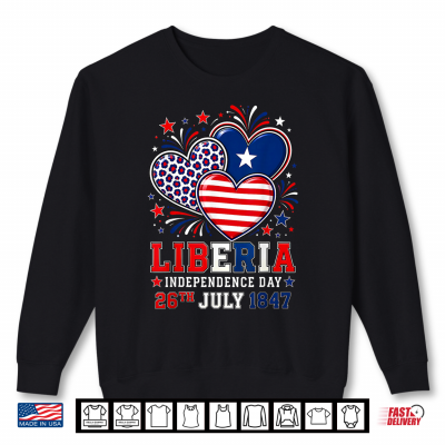 Sweatshirt Liberia Independence Day 1847 Patriotic Heart Liberian Flag Shirt 1