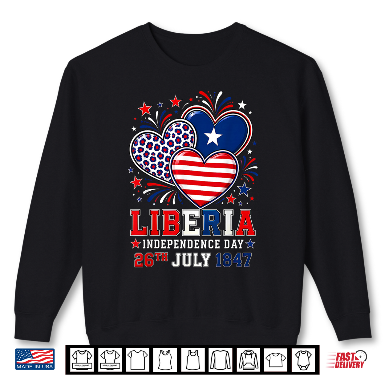 Liberia Independence Day 1847 Patriotic Heart Liberian Flag Shirt