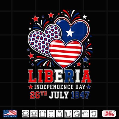 Design Liberia Independence Day 1847 Patriotic Heart Liberian Flag Shirt 1