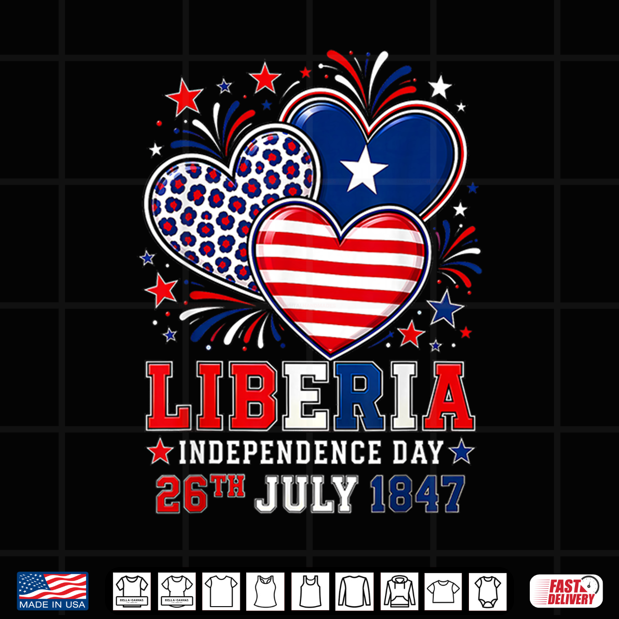 Liberia Independence Day 1847 Patriotic Heart Liberian Flag Shirt